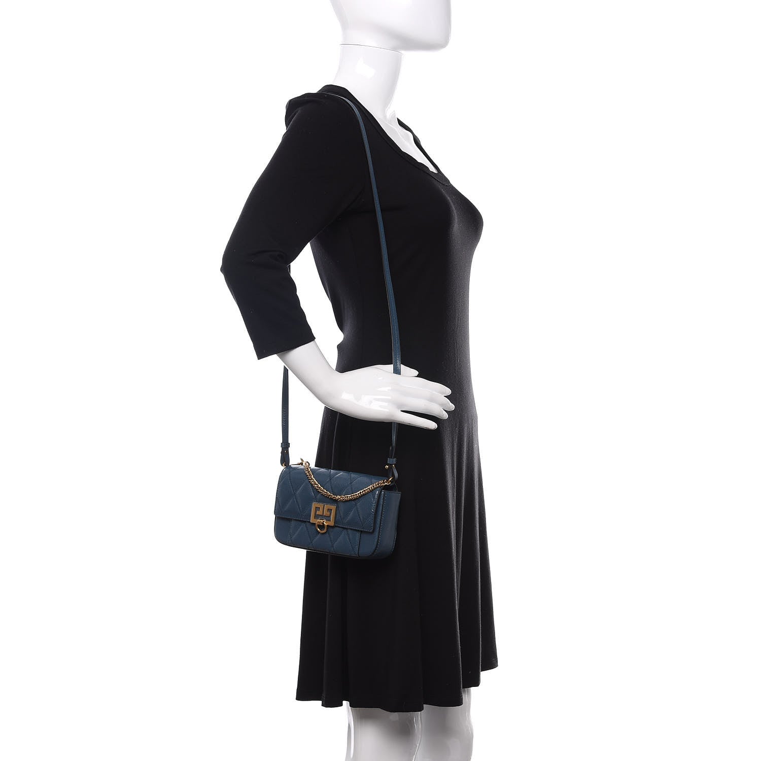 Givenchy Goatskin Quilted GV3 Mini Pocket Convertible Bag Mineral Blue 2 of 10