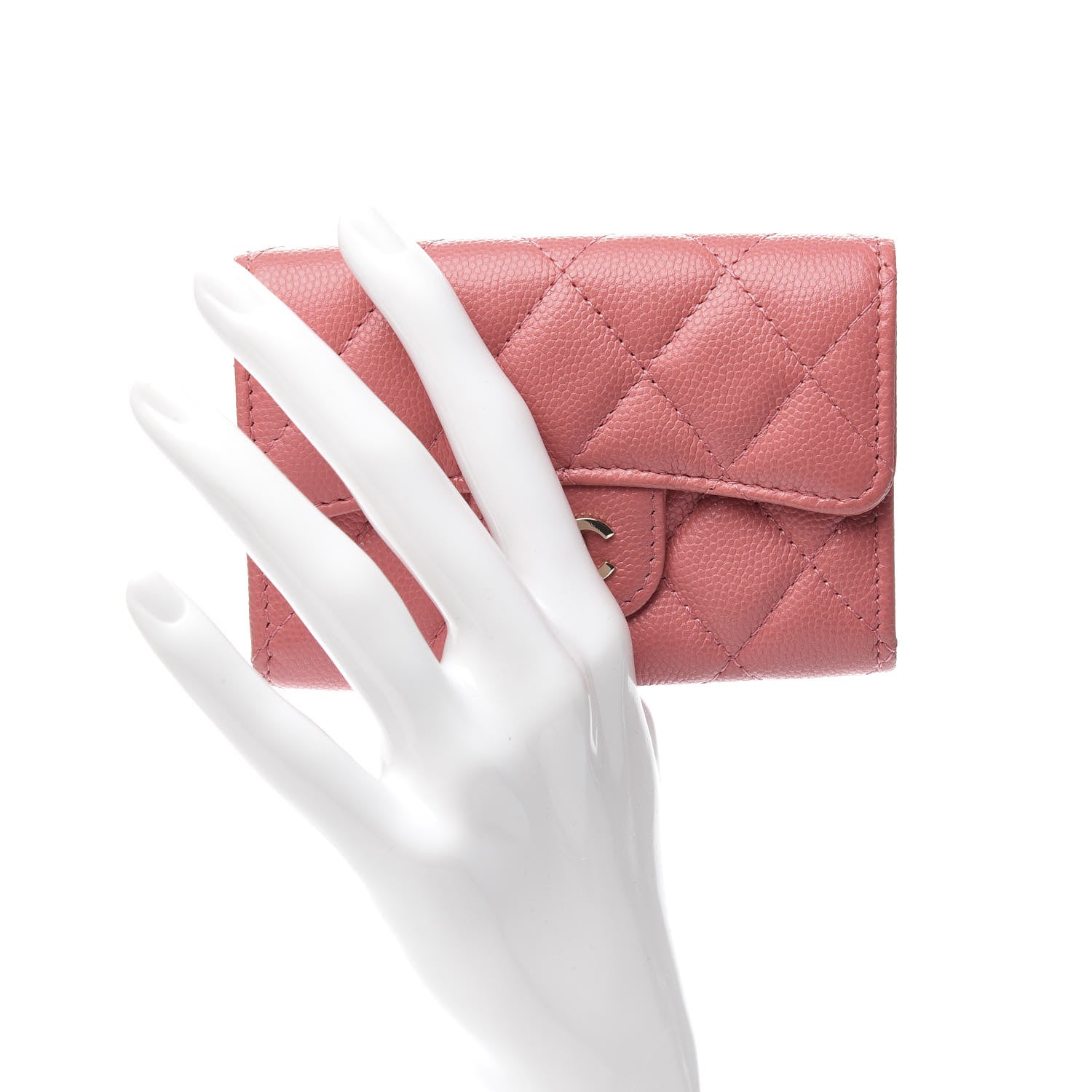 Chanel Caviar Quilted Flap Card Holder Pink 2 of 9