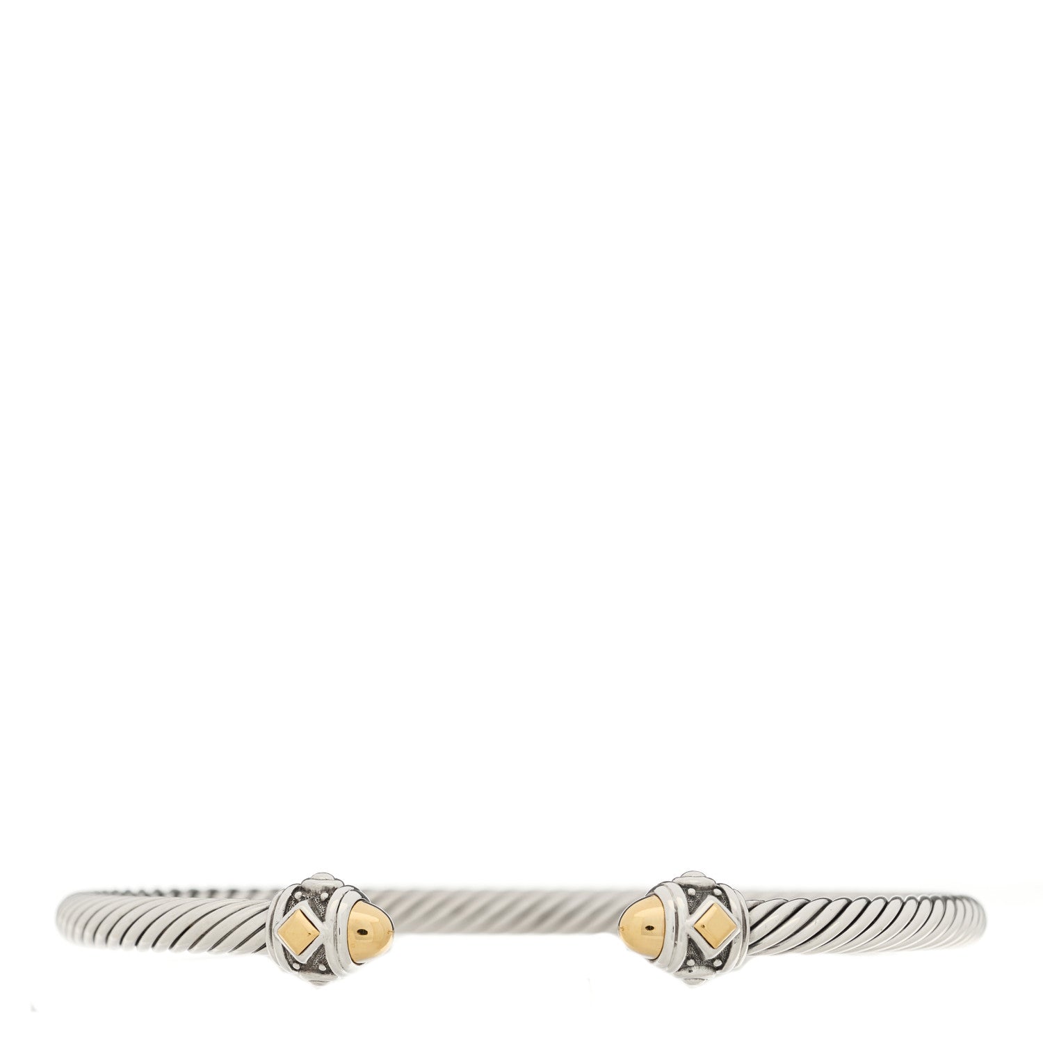 David Yurman Sterling Silver 18K Yellow Gold 4mm Cable Renaissance Bracelet 1 of 3