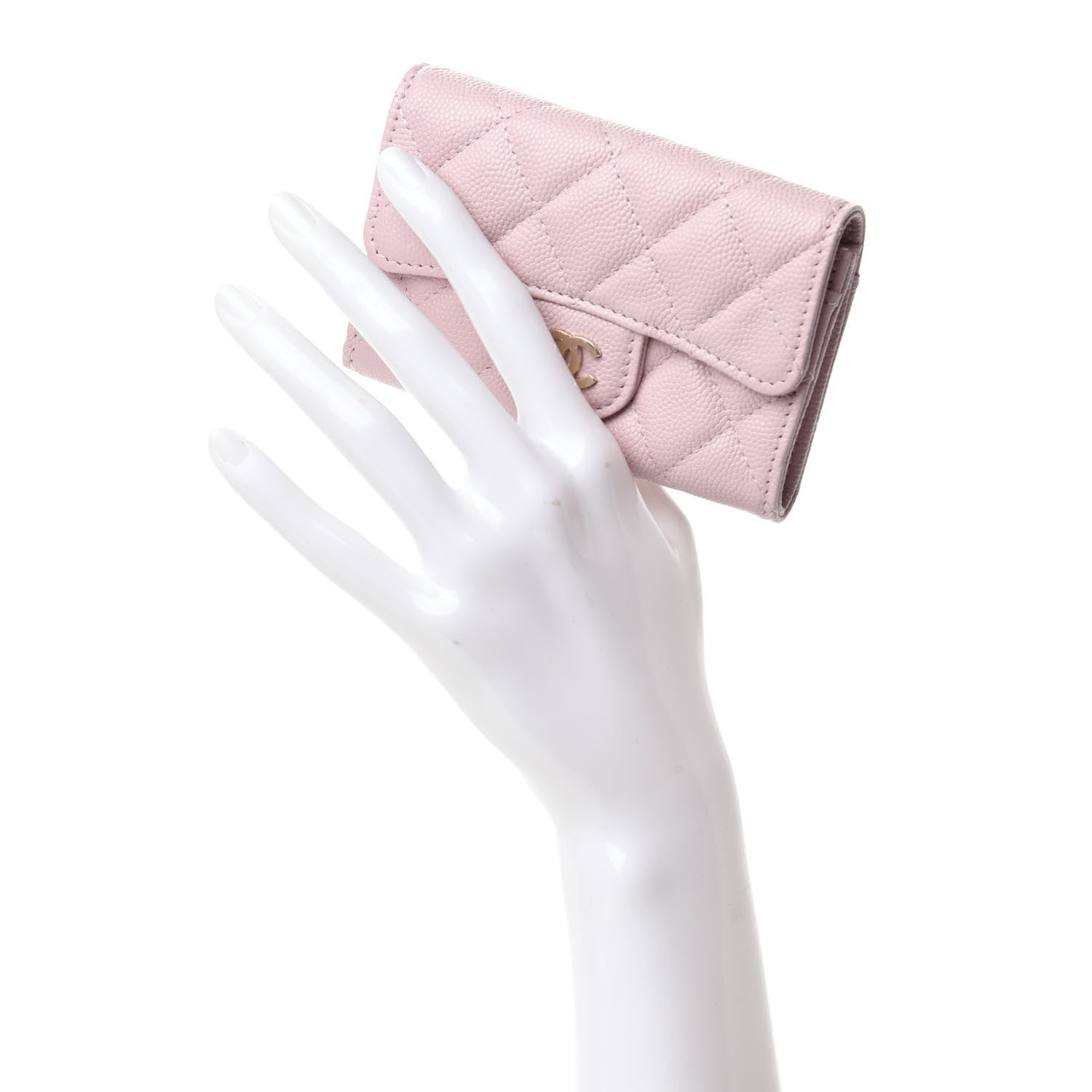 Chanel Caviar Quilted Flap Card Holder Wallet Light Pink 2 of 9