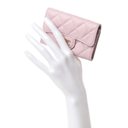 Chanel Caviar Quilted Flap Card Holder Wallet Light Pink 2 of 9