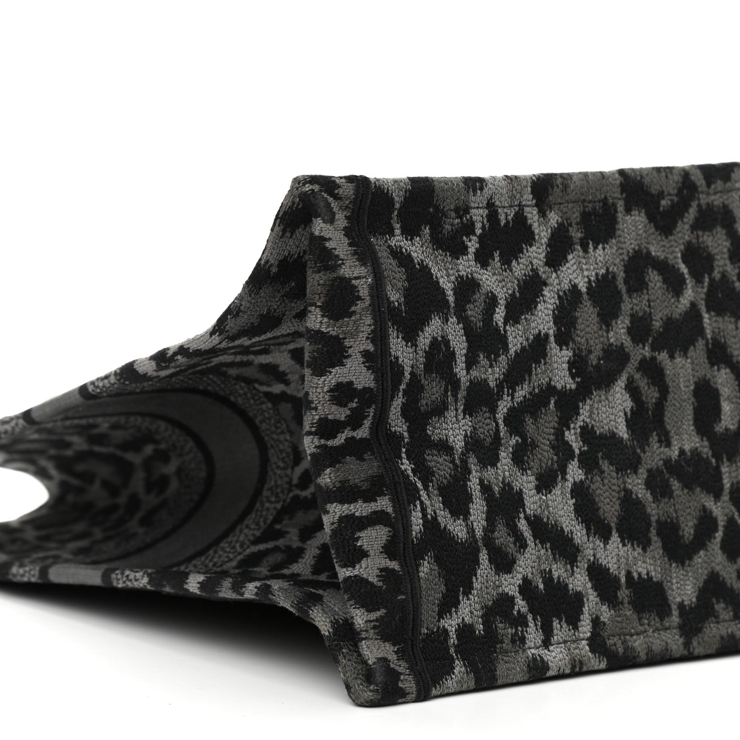 Christian Dior Canvas Embroidered Large Leopard Book Tote Grey 9 of 10