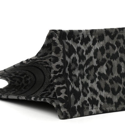 Christian Dior Canvas Embroidered Large Leopard Book Tote Grey 9 of 10