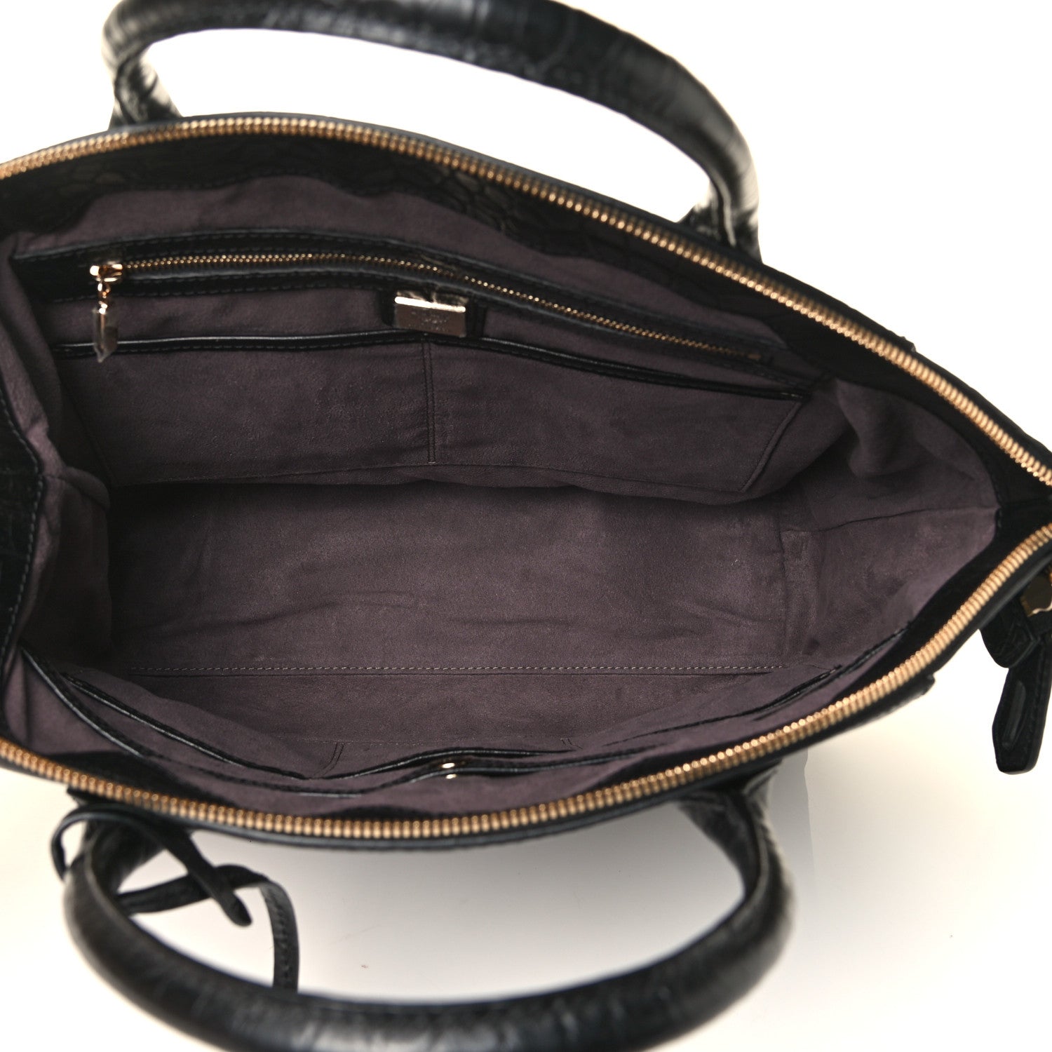 MCM Calfskin Crocodile Embossed Tote Black 4 of 4