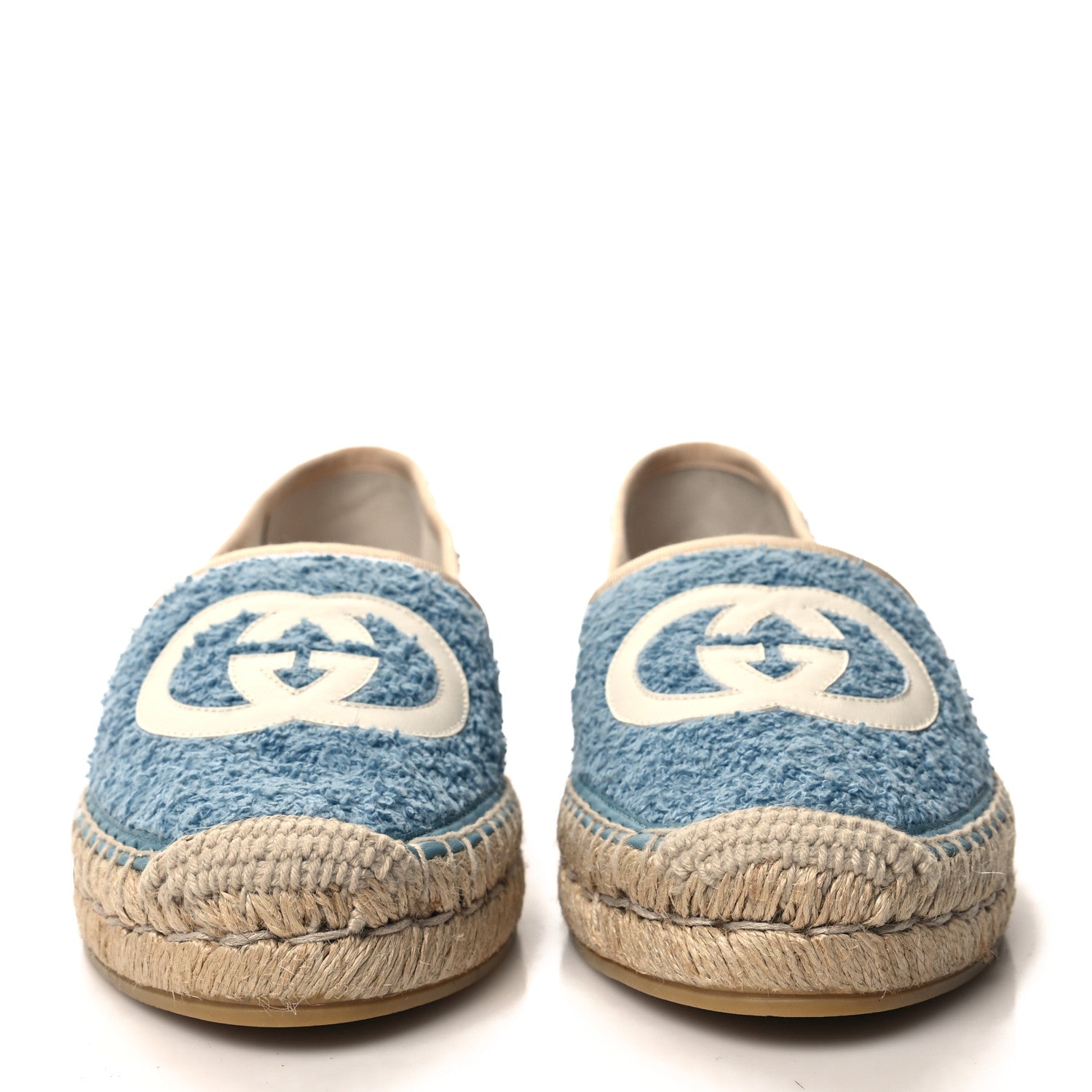 Gucci Terry Cloth Interlocking G Espadrilles 38 Sweet Blue Dusty White Beige 2 of 8