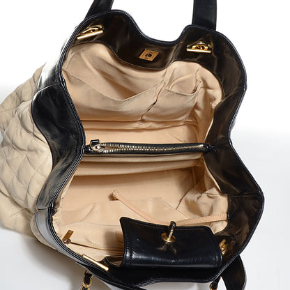Chanel Calfskin In The Mix Shopping Tote Beige Black 5 of 8