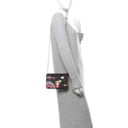 Louis Vuitton Monogram 2020 Christmas Animation Big Wheel Double Zip Pochette Rose Ballerine 2 of 12