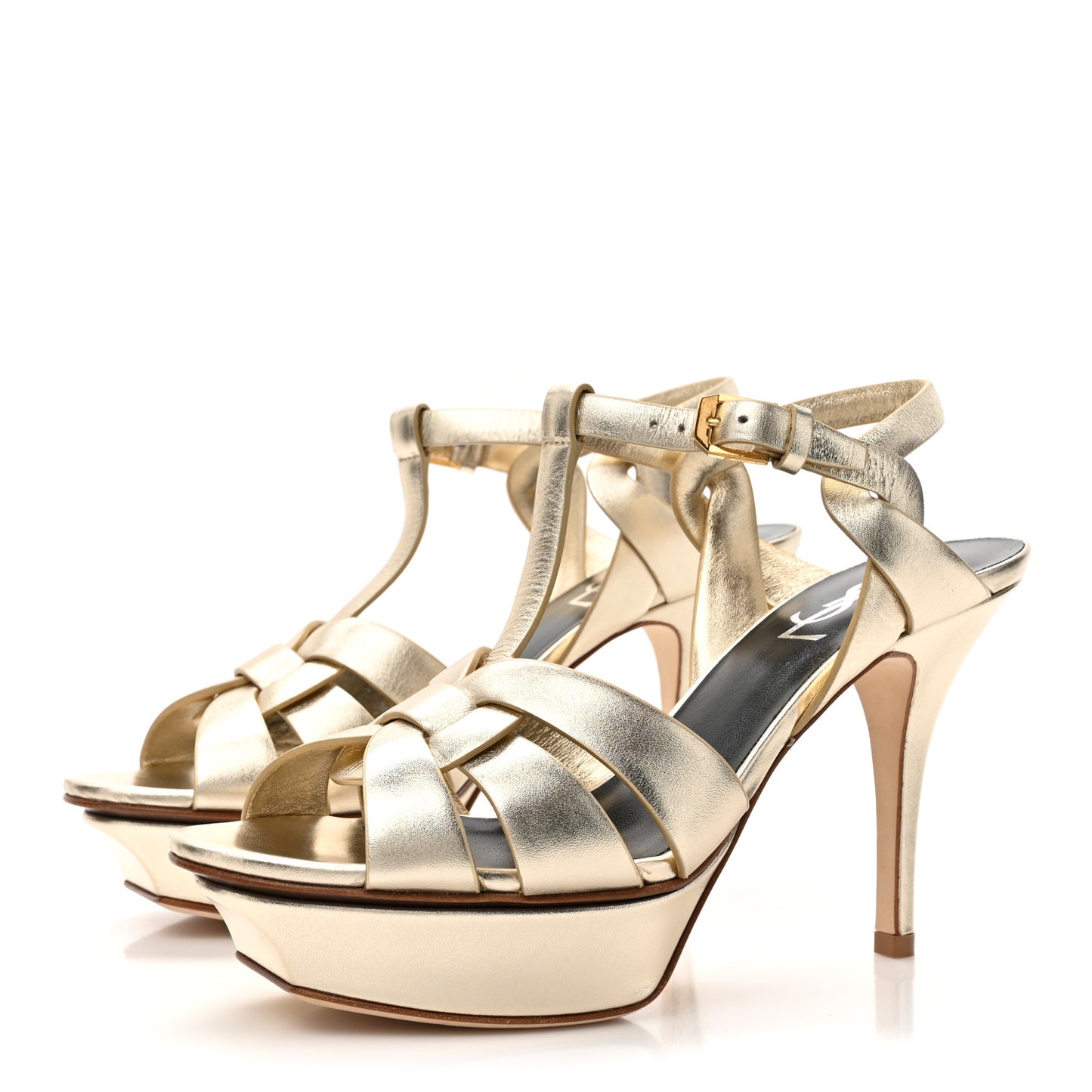 Metallic Nappa Tribute 75 Platform Sandals 37.5 Platino