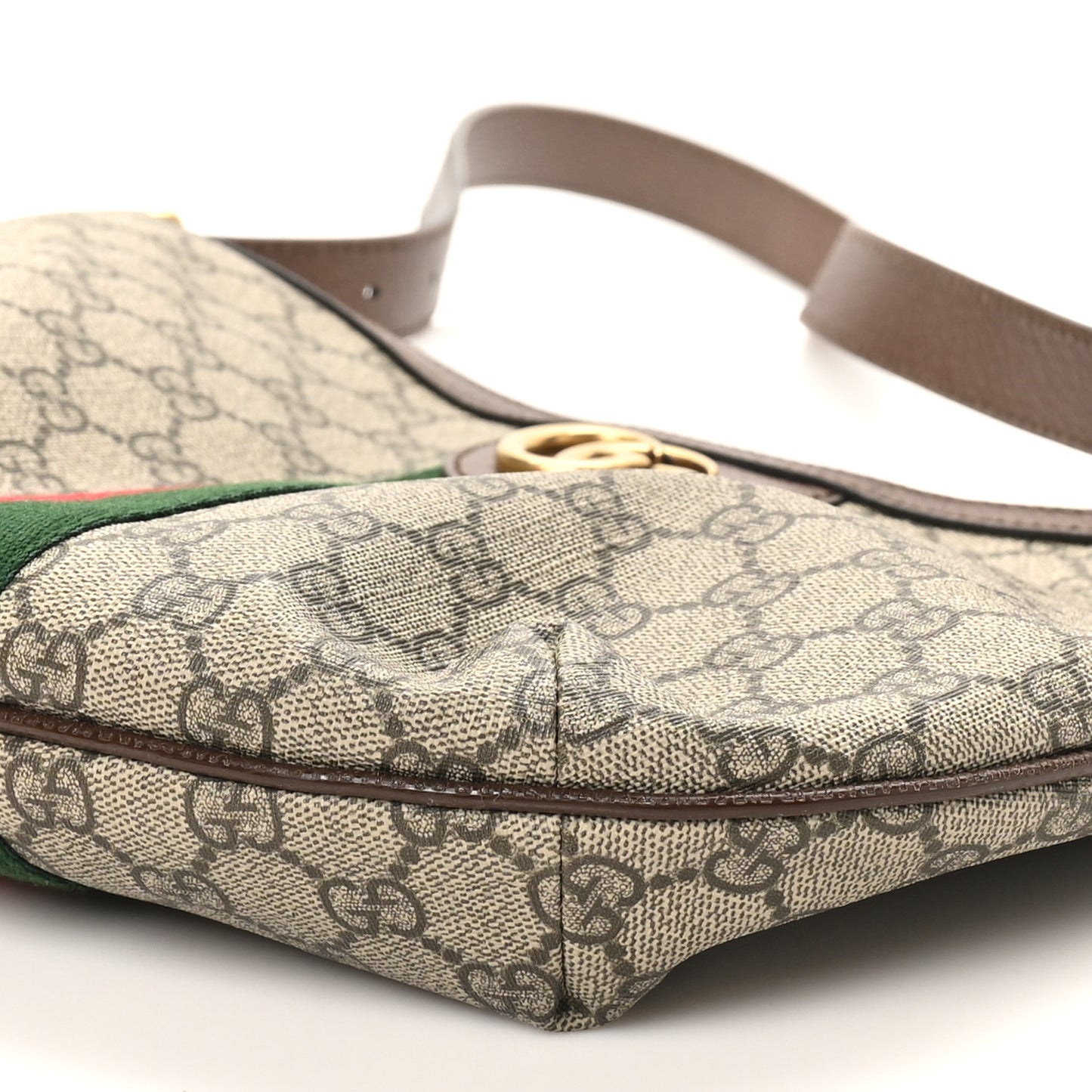 GG Supreme Monogram Web Small Ophidia Half Moon Hobo Brown