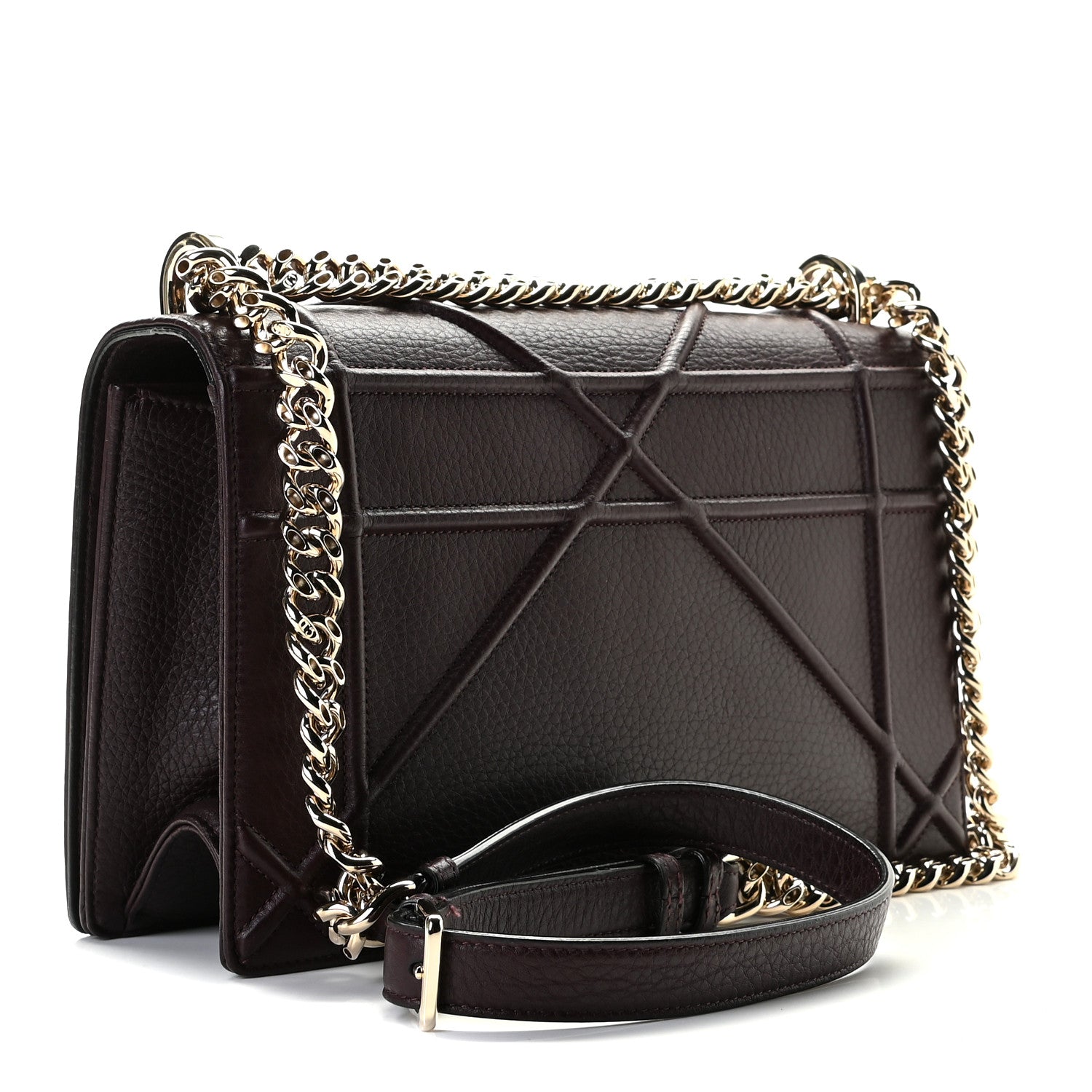 Christian Dior Grained Calfskin Medium Diorama Flap Bag Burgundy 2 of 6