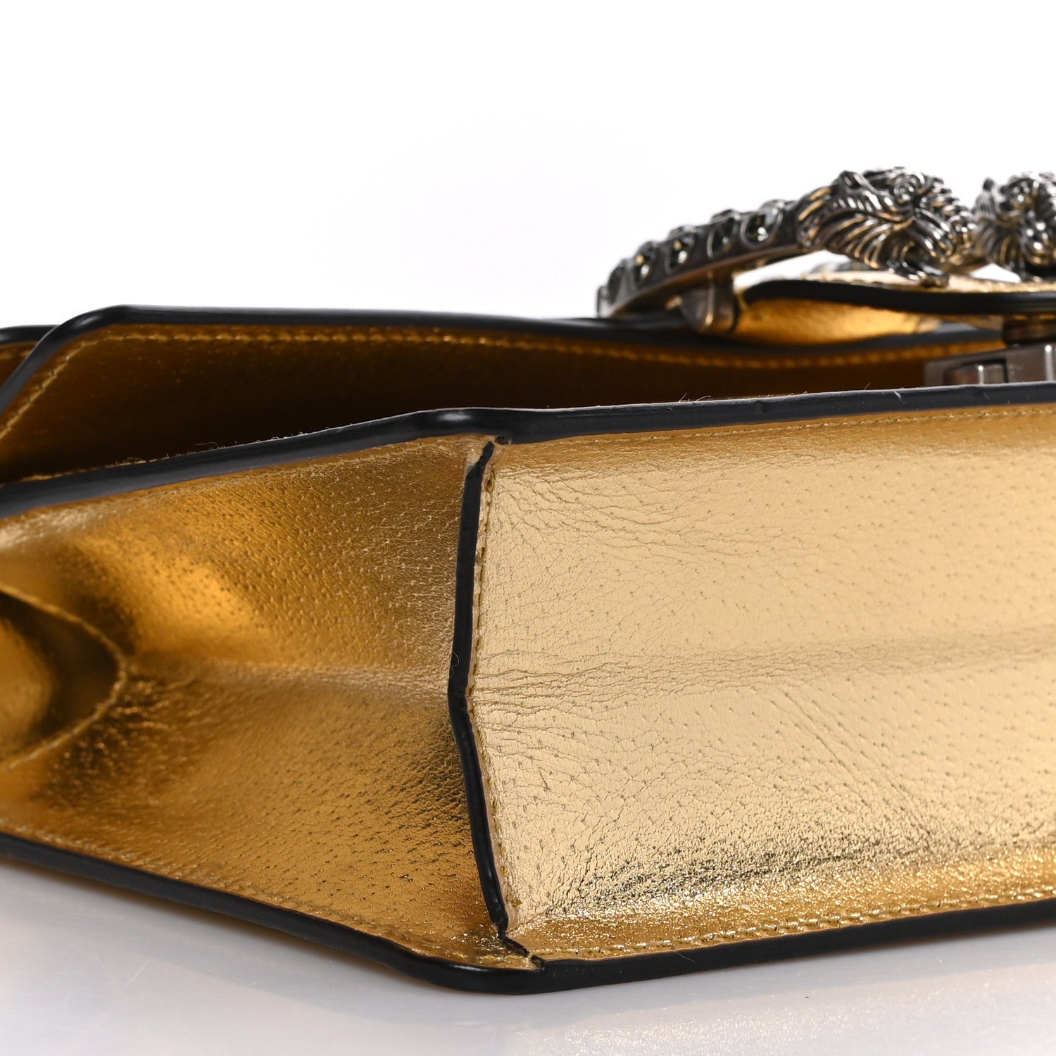 Gucci Metallic Textured Calfskin Crystal Small Dionysus Shoulder Bag Gold 8 of 9