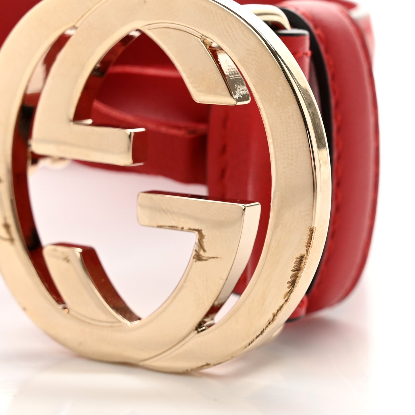 Moon Calfskin Interlocking G 37mm Belt 70 28 Vibrant Red