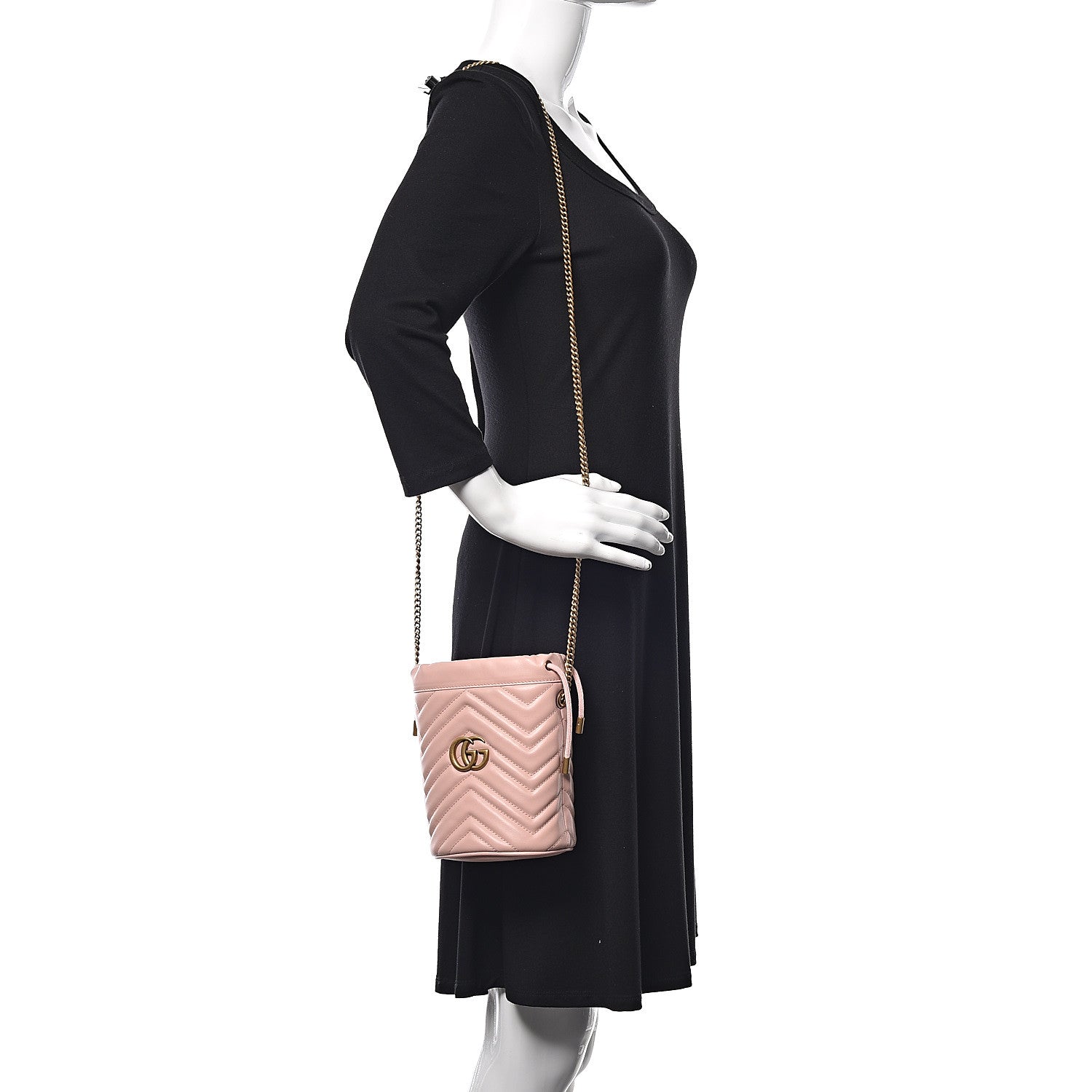 Gucci Calfskin Matelasse Mini GG Marmont 2.0 Bucket Bag Perfect Pink 2 of 8