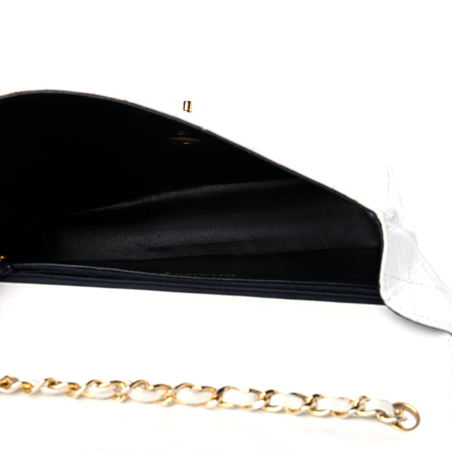 Lambskin Quilted Envelope Flap White