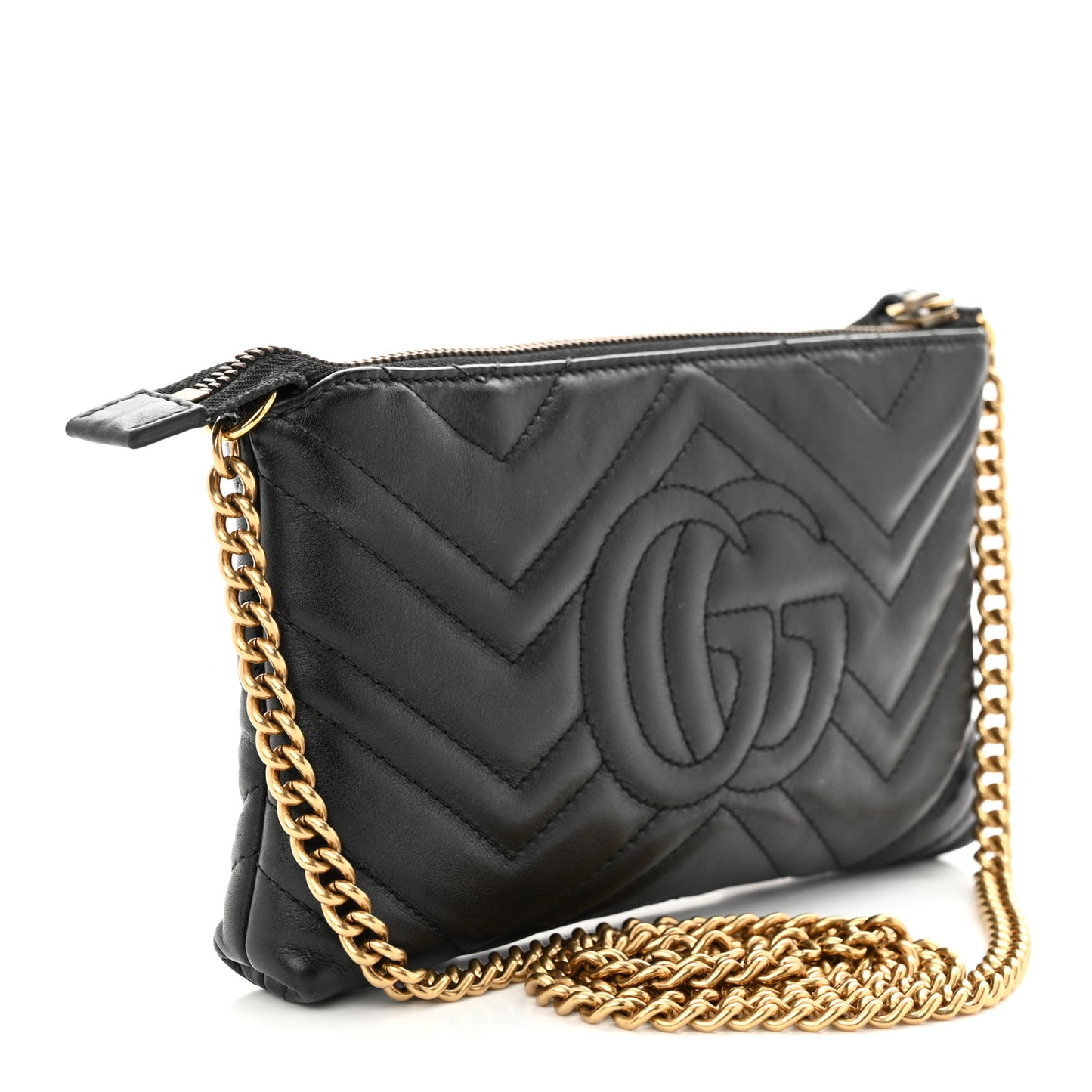 Calfskin Matelasse Mini GG Marmont Chain Bag Black