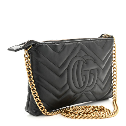 Gucci Calfskin Matelasse Mini GG Marmont Chain Bag Black 3 of 12
