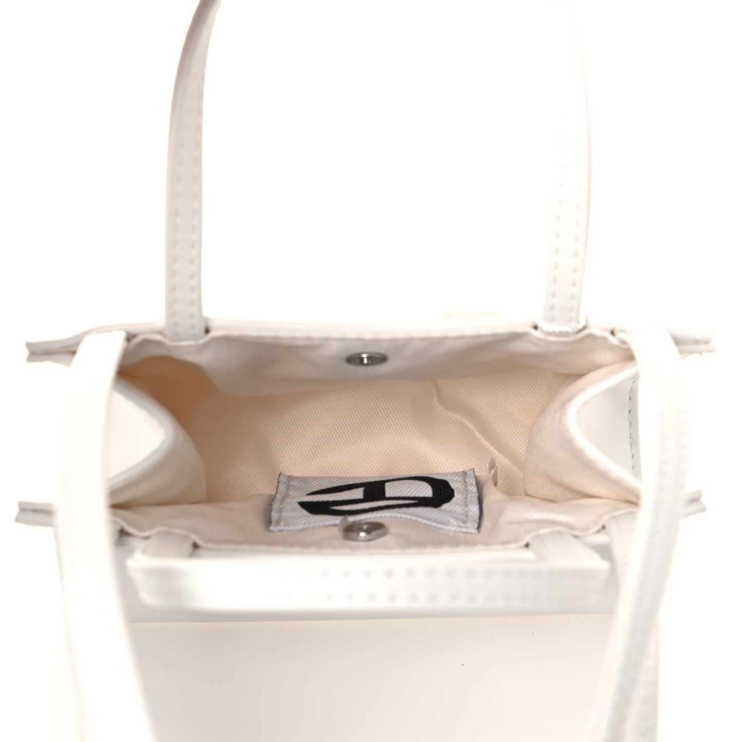 Vegan Leather Small Shopping Bag White