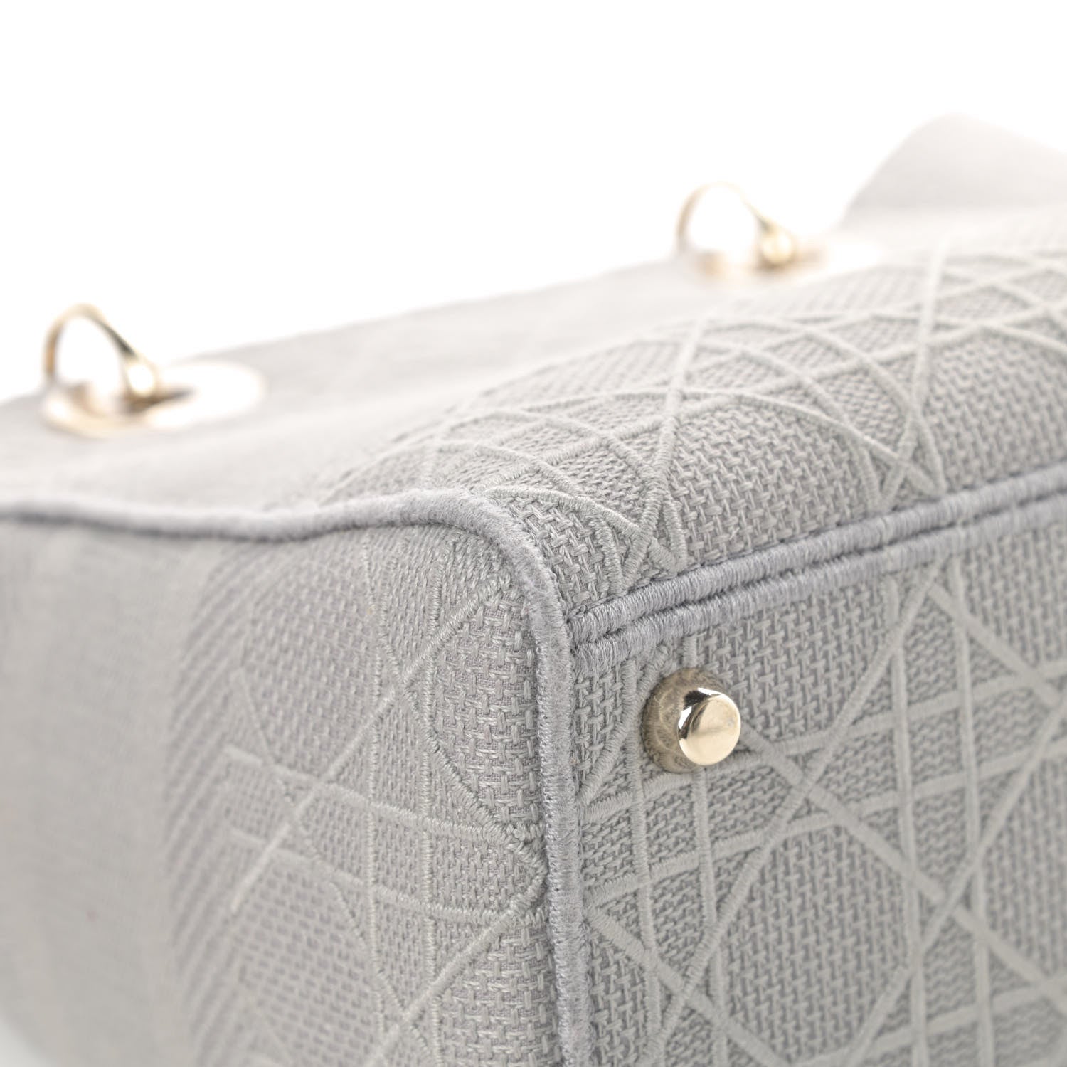 Christian Dior Canvas Embroidered Cannage Medium Lady D-Lite Gray 12 of 12