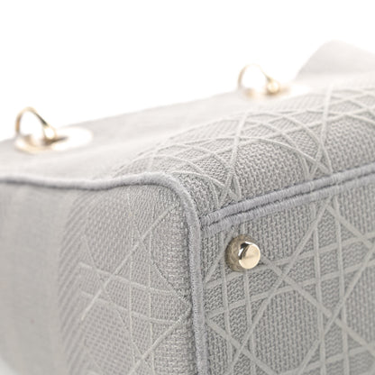 Christian Dior Canvas Embroidered Cannage Medium Lady D-Lite Gray 12 of 12