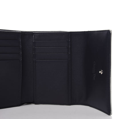 Christian Dior Metallic Patent Micro-Cannage Diorama Elancee Wallet Onyx Silver 5 of 8