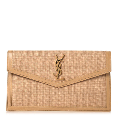 Saint Laurent Micro Raffia Uptown Pouch Natural Hay Blush 1 of 8