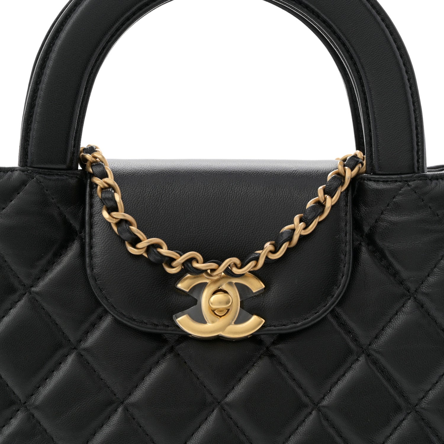 Chanel Shiny Aged Calfskin Quilted Nano Kelly Shopper Black 8 of 11