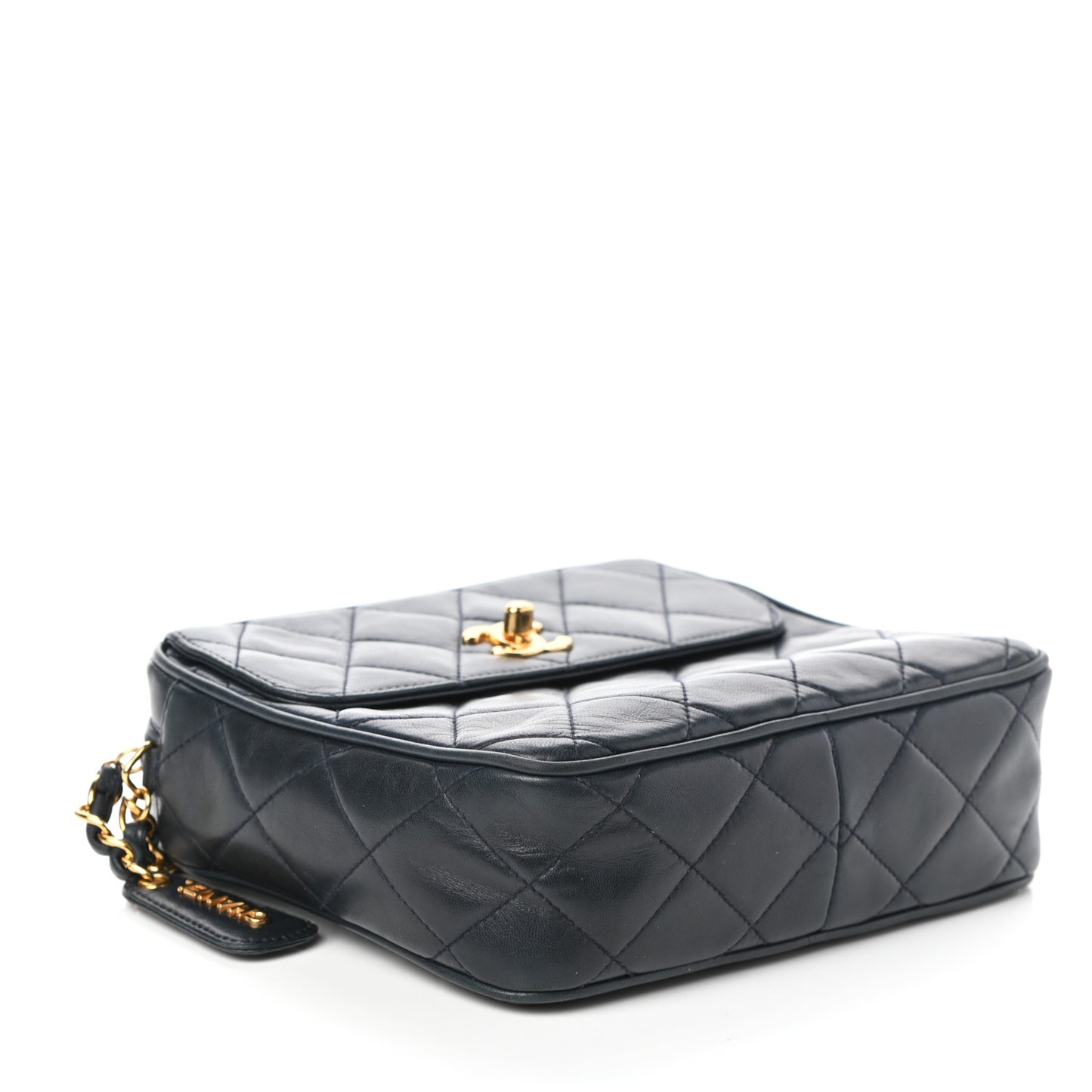 Lambskin Quilted Flap Camera Case Navy