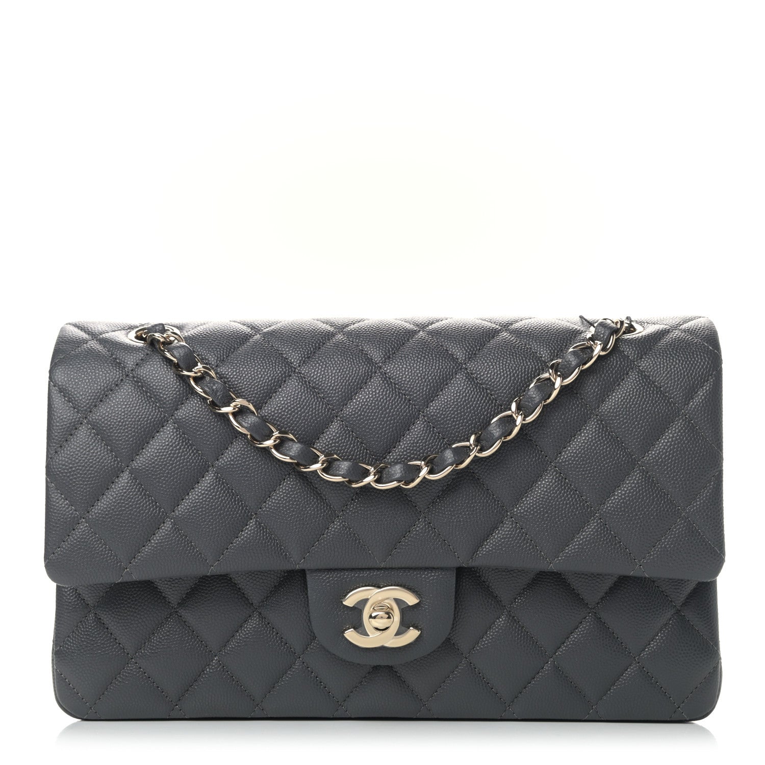 Chanel Caviar Quilted Medium Double Flap Dark Grey 1 of 8