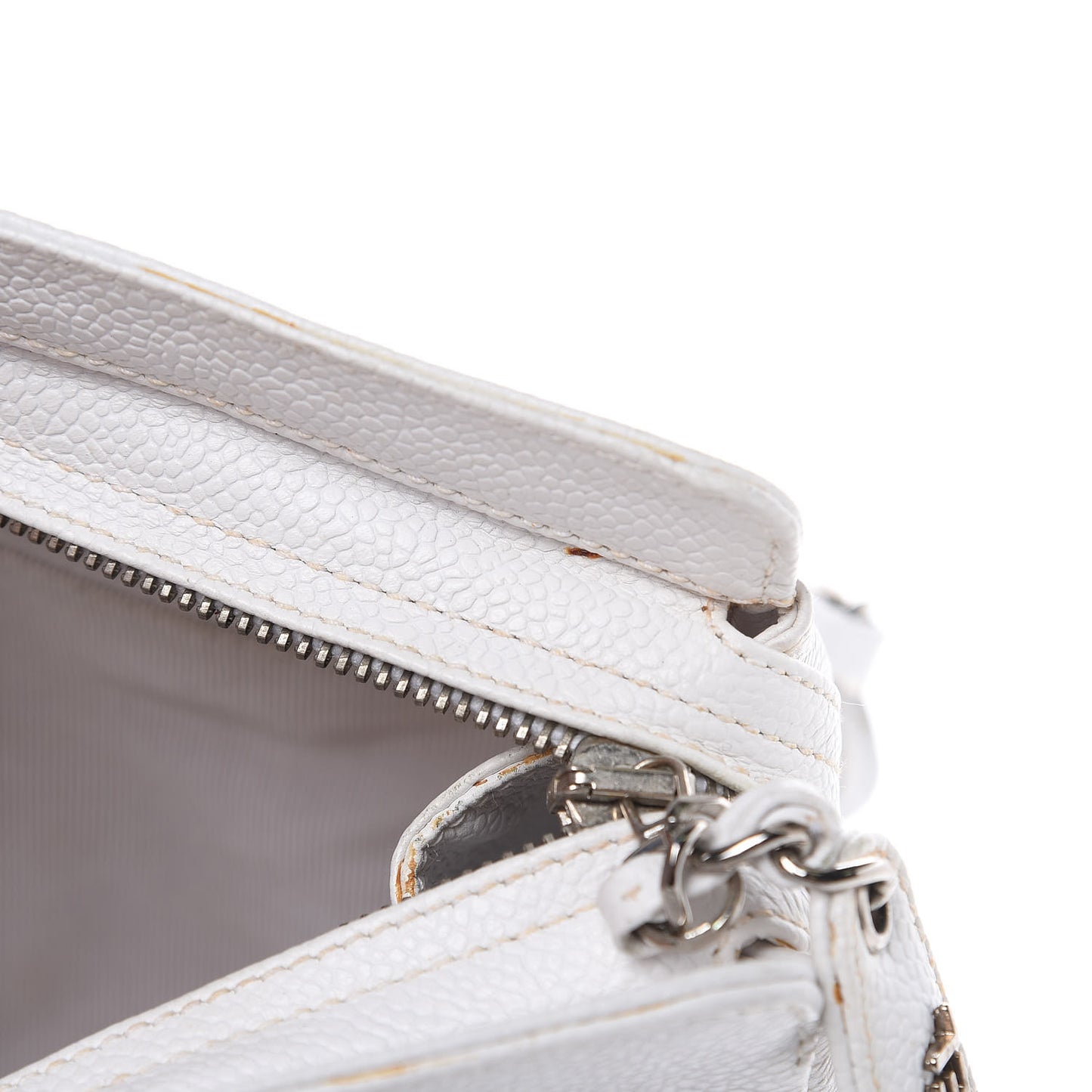 Caviar Logo Shoulder Bag White