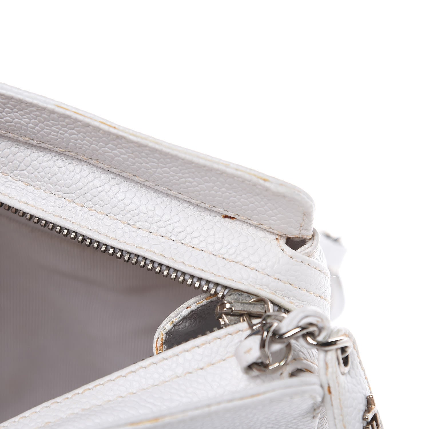 Chanel Caviar Logo Shoulder Bag White 16 of 16