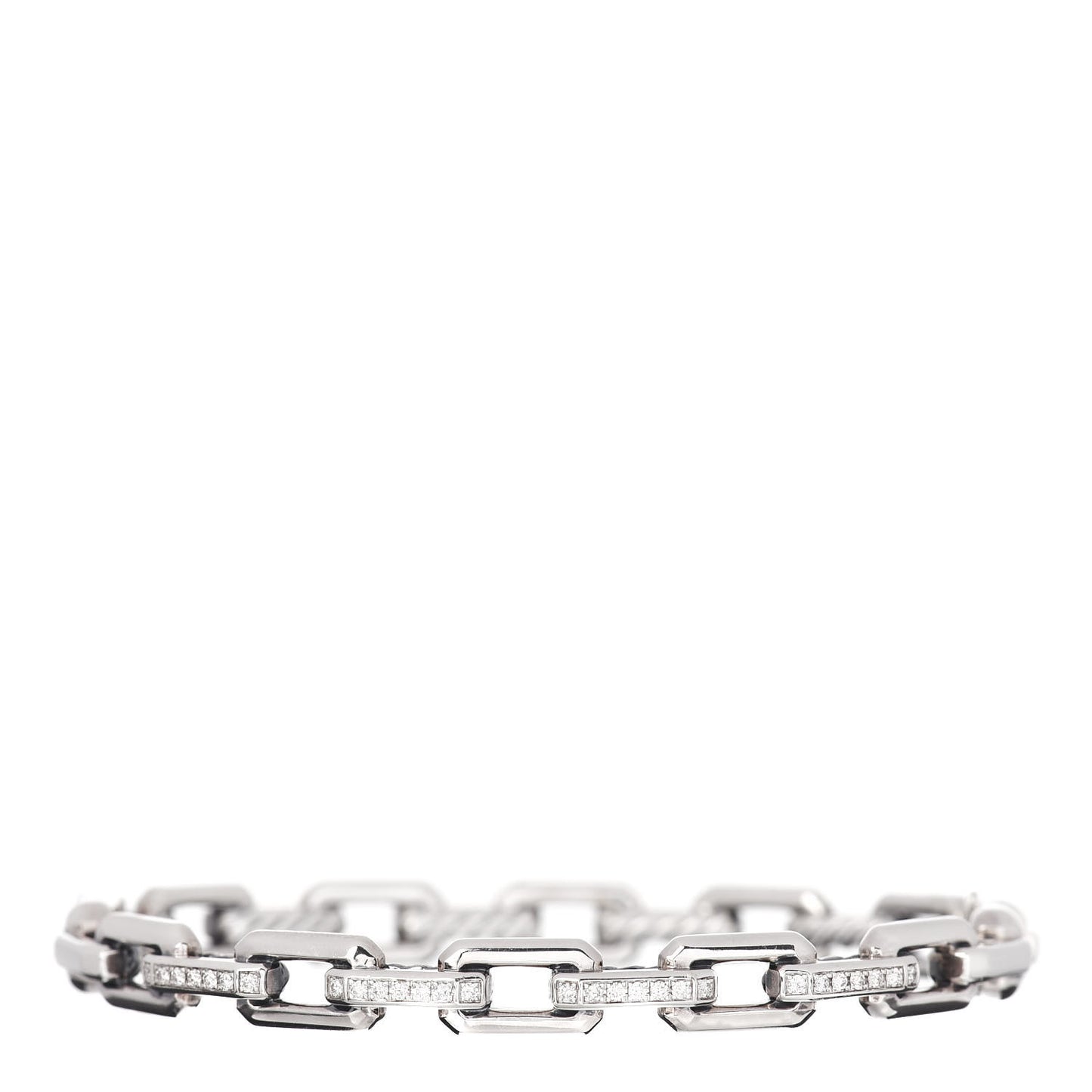 Sterling Silver Diamond 7mm Stax Link Bangle Bracelet
