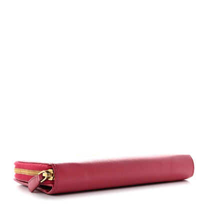 Prada Saffiano Metal Zip Around Organizer Wallet Peonia 4 of 12
