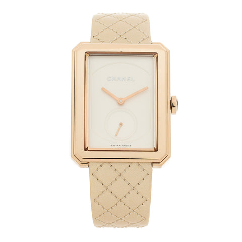 18K Beige Gold Calfskin 29mm Boy-Friend Manual Winding Watch Silver