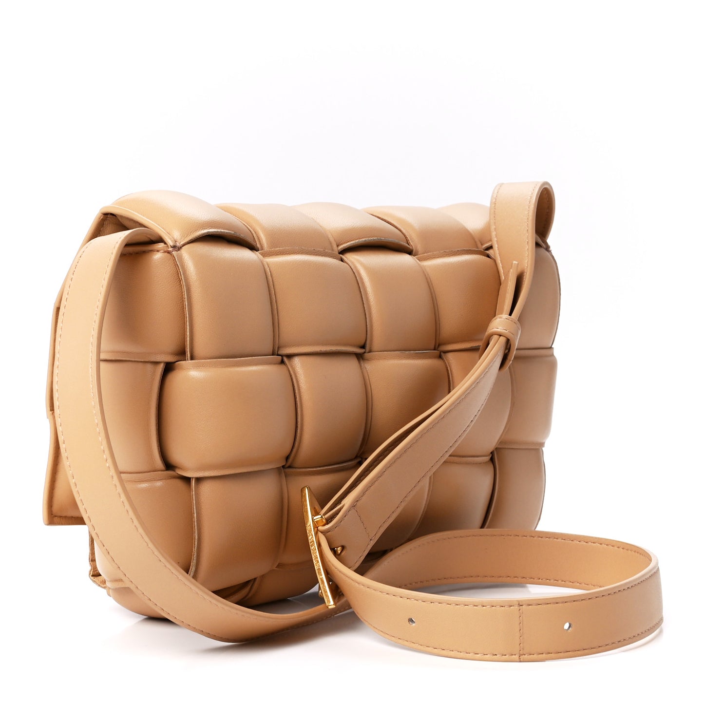 Nappa Maxi Intreccio Padded Cassette Crossbody Bag Almond