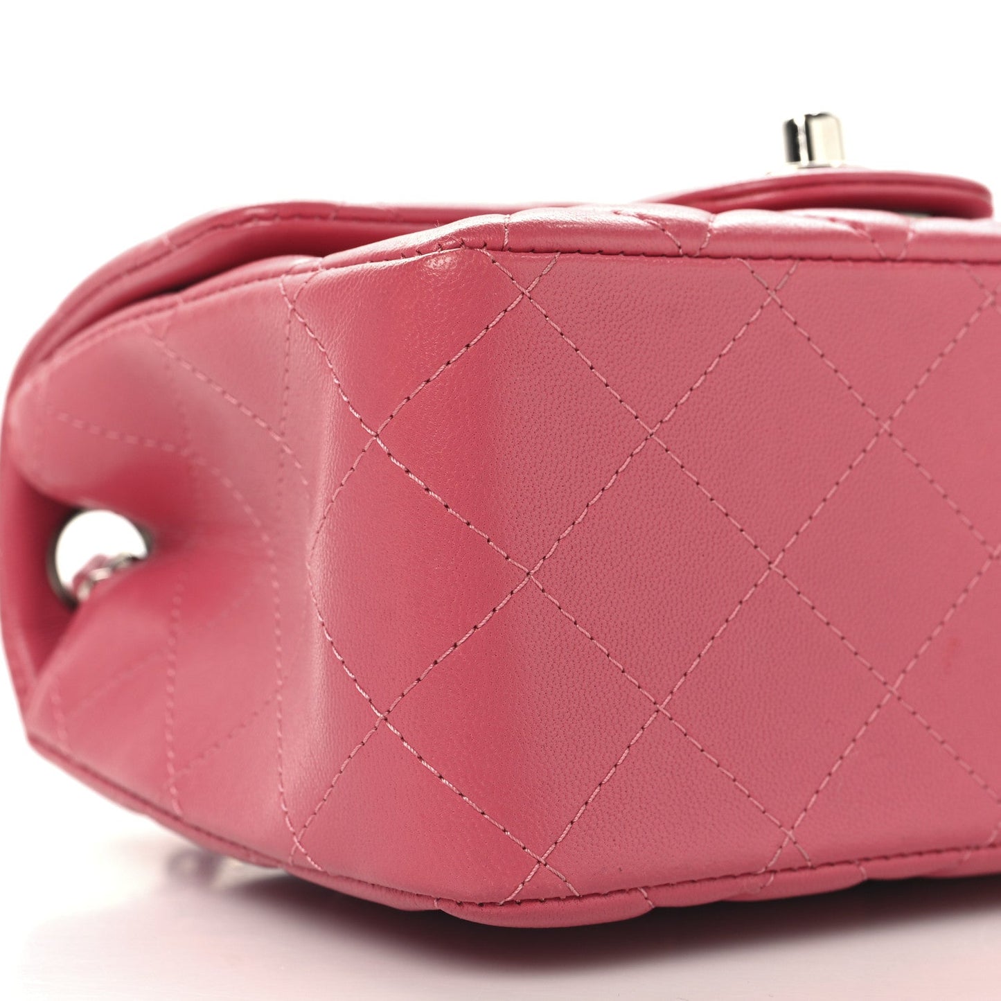 Lambskin Quilted Mini Square Flap Dark Pink