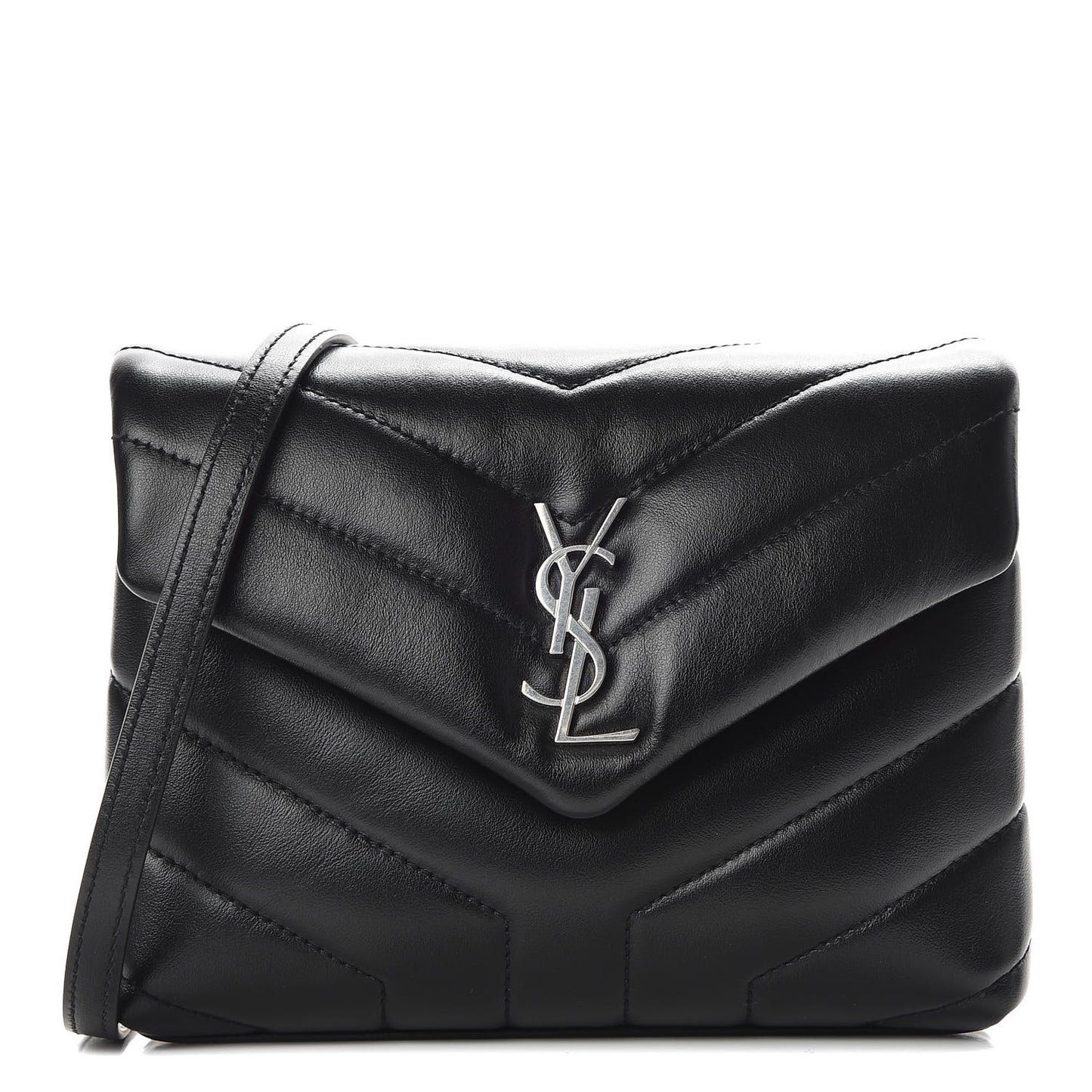 Calfskin Y Quilted Monogram Toy Loulou Crossbody Bag Black