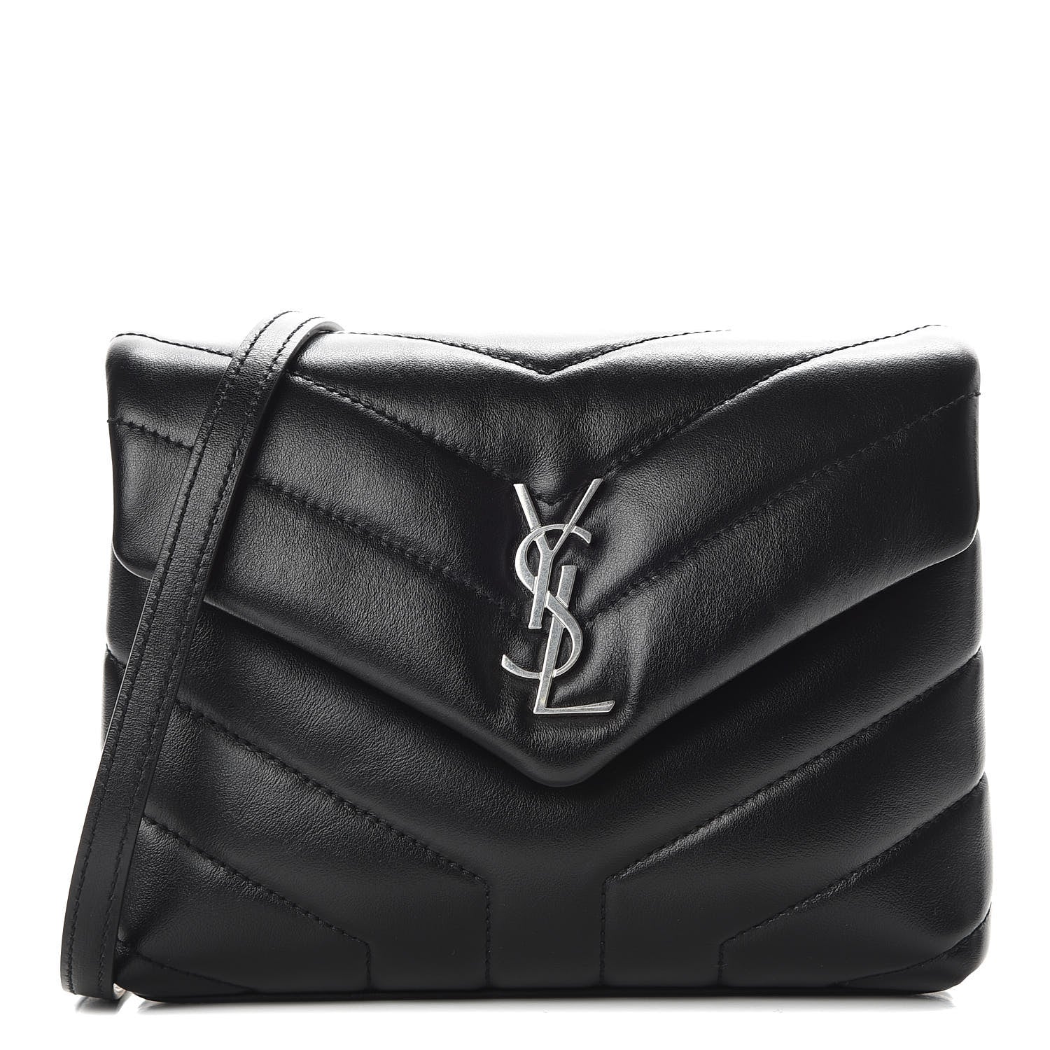 Saint Laurent Calfskin Y Quilted Monogram Toy Loulou Crossbody Bag Black 1 of 10