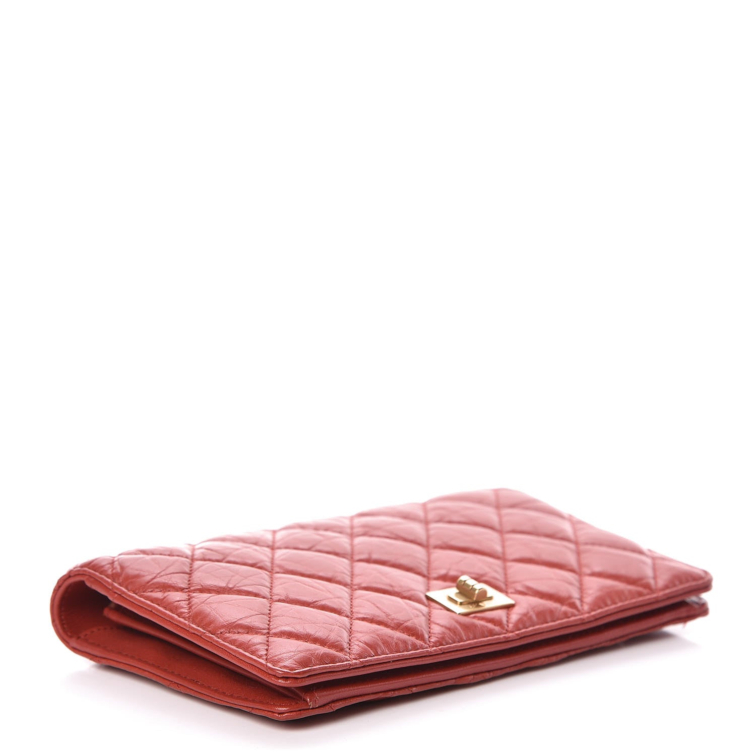 Chanel Aged Calfskin Quilted Reissue Yen Wallet Red 4 of 9