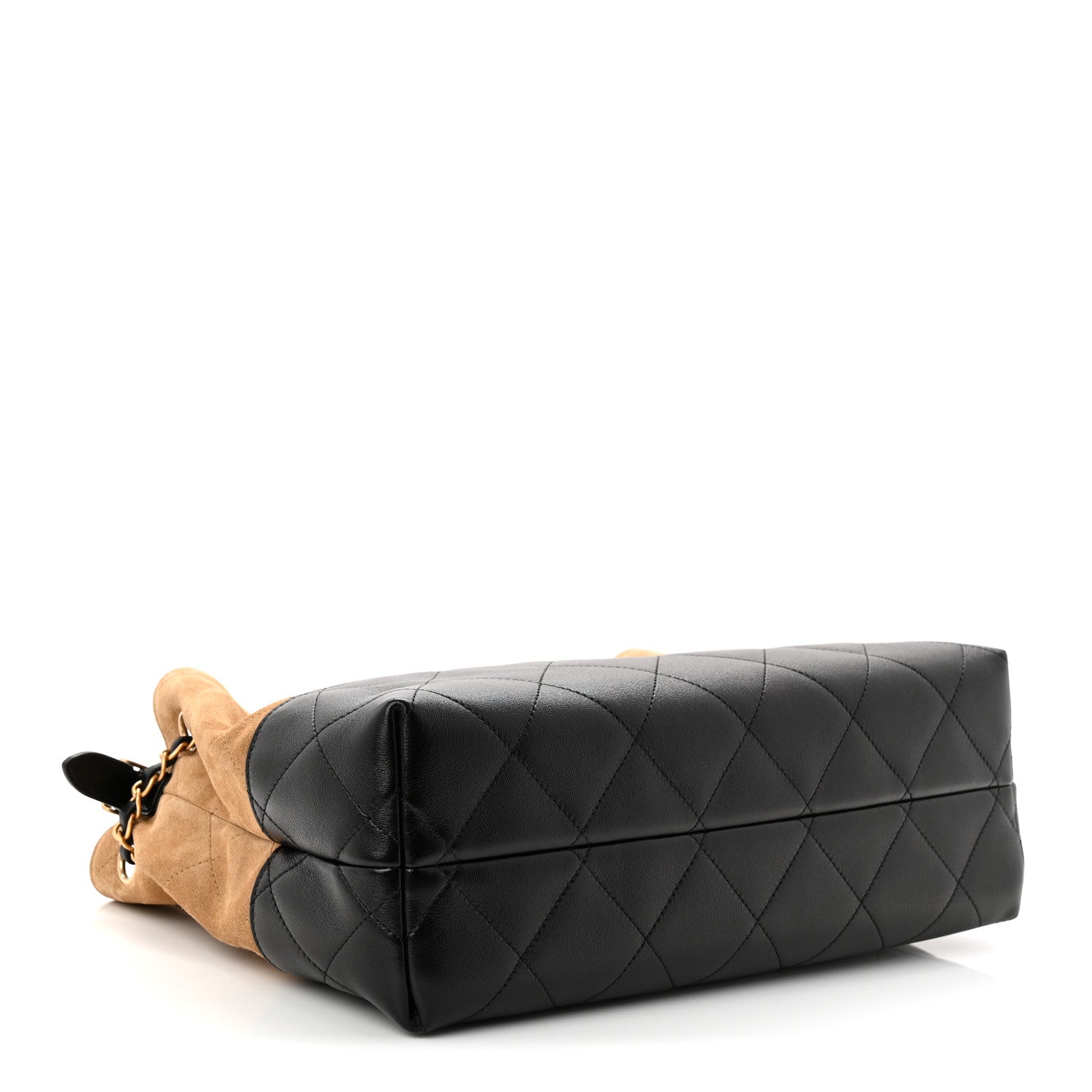 Chanel Suede Calfskin Shiny Lambskin Quilted Small Coco Base Shopping Bag Beige Black 4 of 11