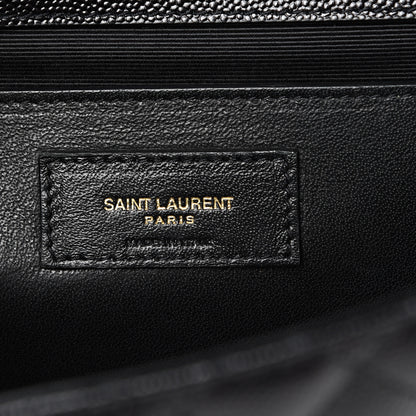 Saint Laurent Grain De Poudre Textured Mixed Matelasse Triquilt Medium Monogram Satchel Black 5 of 9