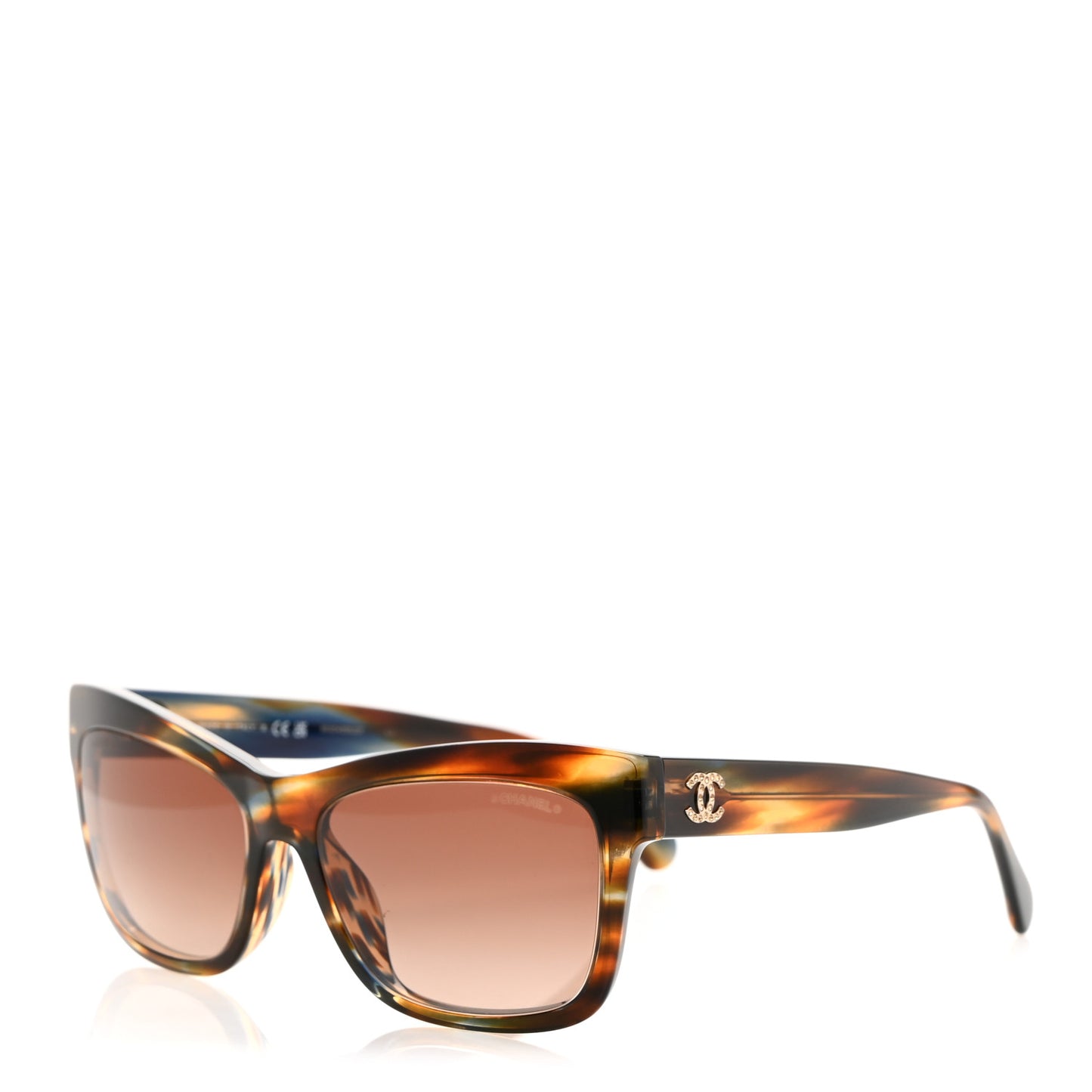 Acetate Crystal CC Rectangle Sunglasses 5496-B-A Tortoise