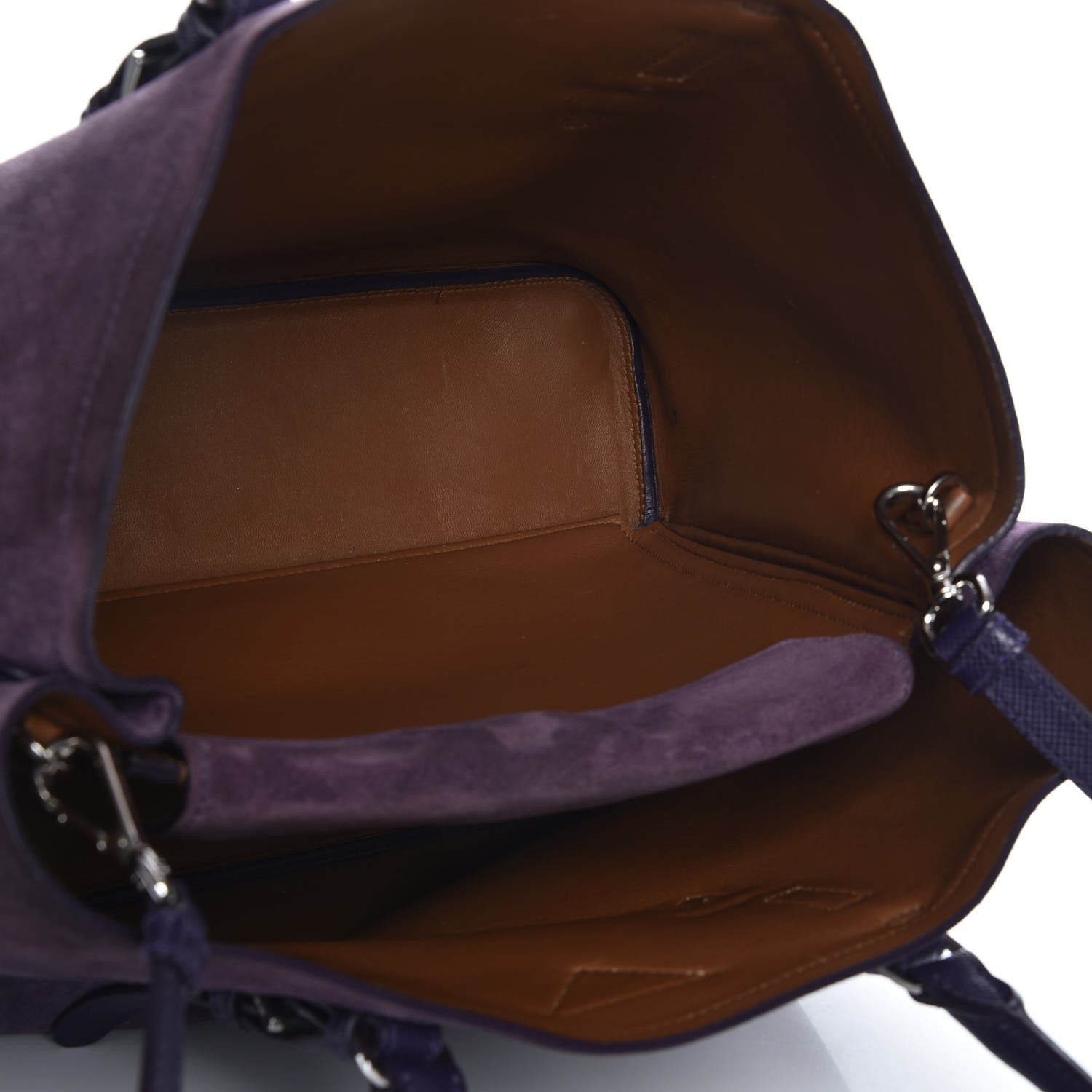 Prada Scamosciato Suede Medium Double Handle Tote Uva Nocciolo 6 of 7