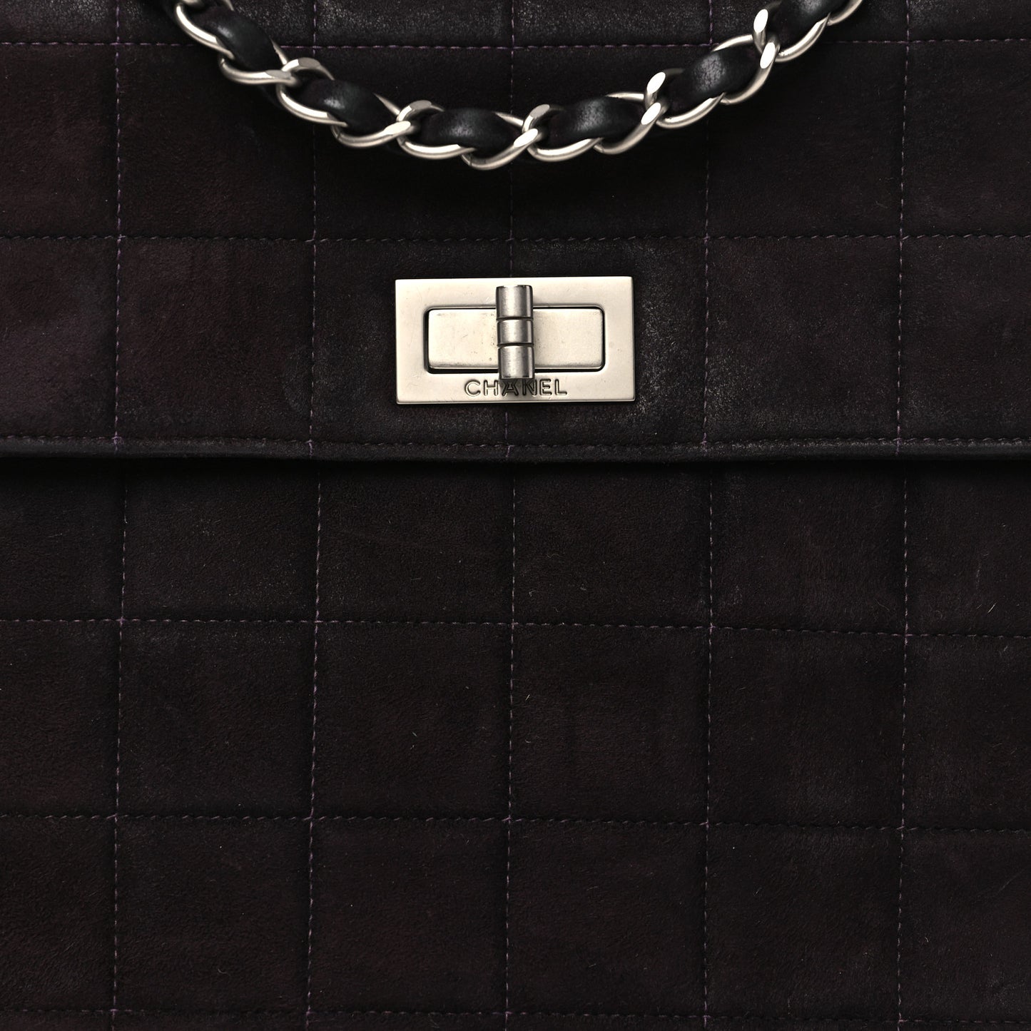 Suede Chocolate Bar Mademoiselle Shoulder Bag Brown