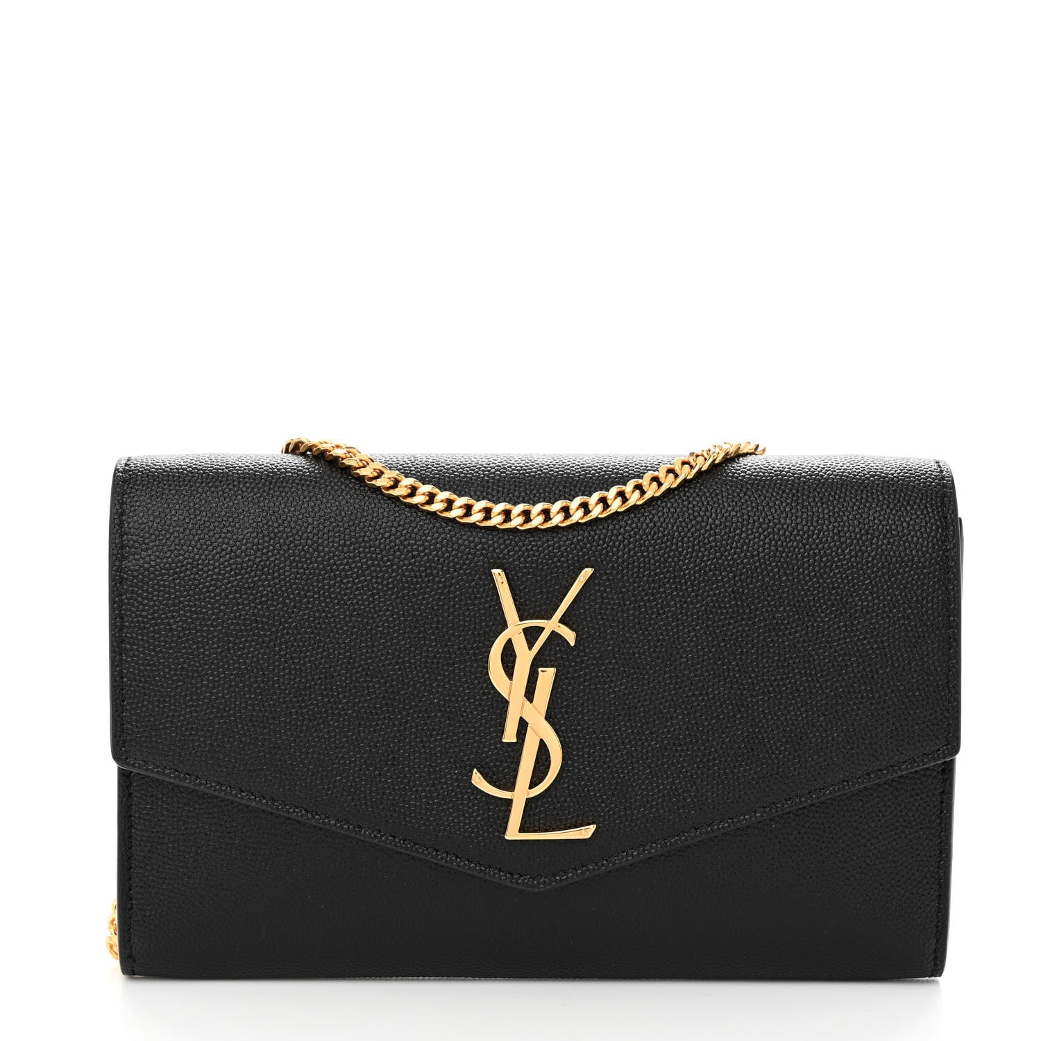 Saint Laurent Grain De Poudre Uptown Chain Wallet Black 1 of 10