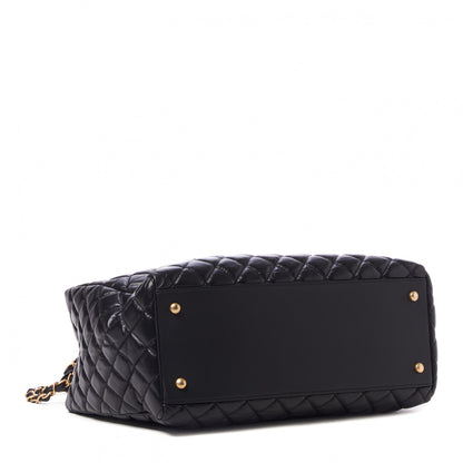 Chanel Aged Calfskin Quilted Coco Handle Shopping Tote Black 4 of 10