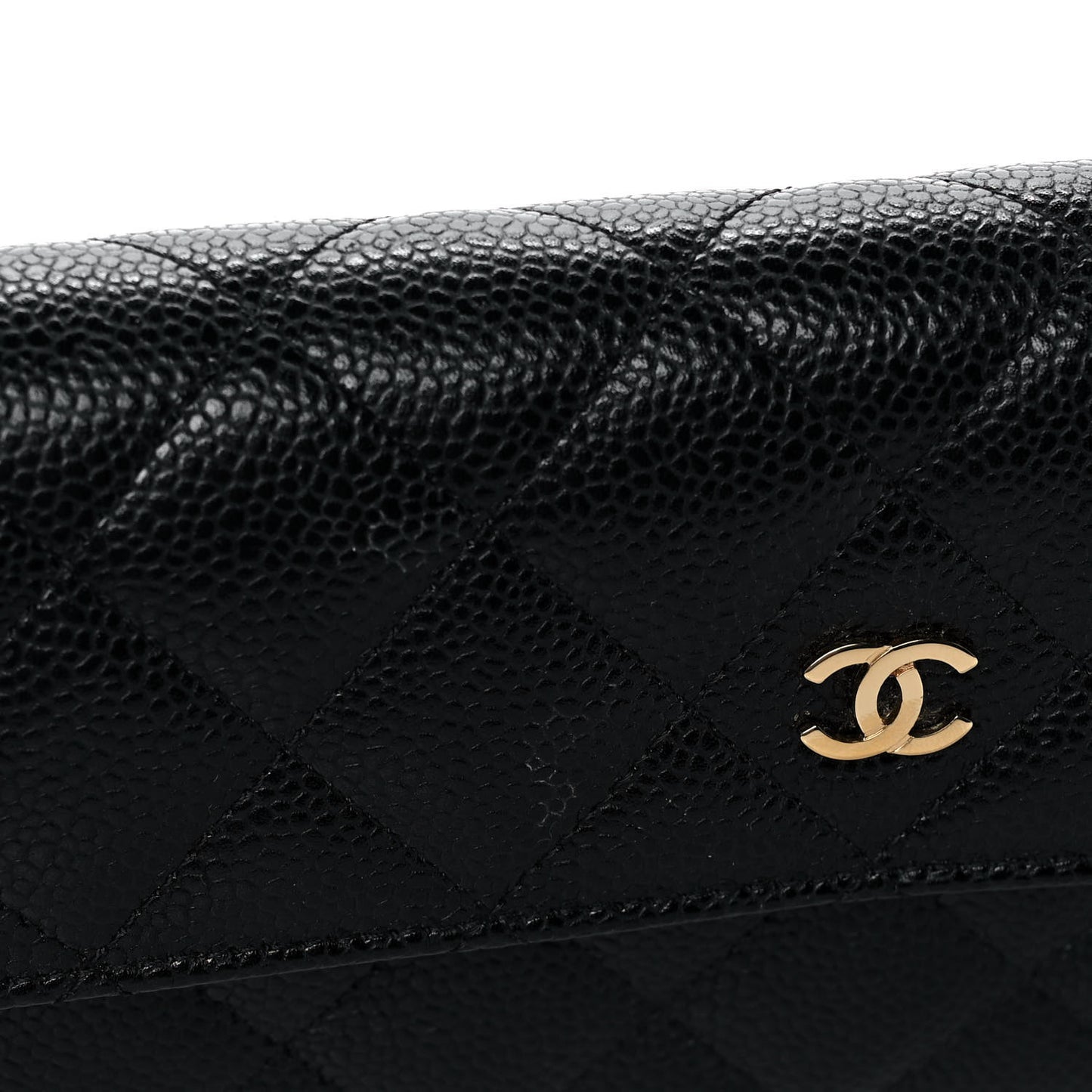 Caviar Quilted Large Gusset Flap Wallet Black