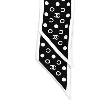 Chanel Silk CC Twilly Hair Tie Black White 3 of 6