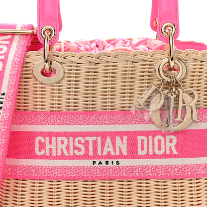 Christian Dior Wicker Oblique Medium Lady Dior Bag Fluorescent Pink 7 of 9