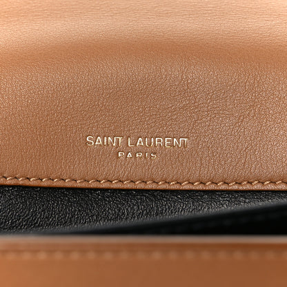 Saint Laurent Suede Smooth Calfskin Monogram Medium Solferino Soft Satchel Cinnamon 6 of 11