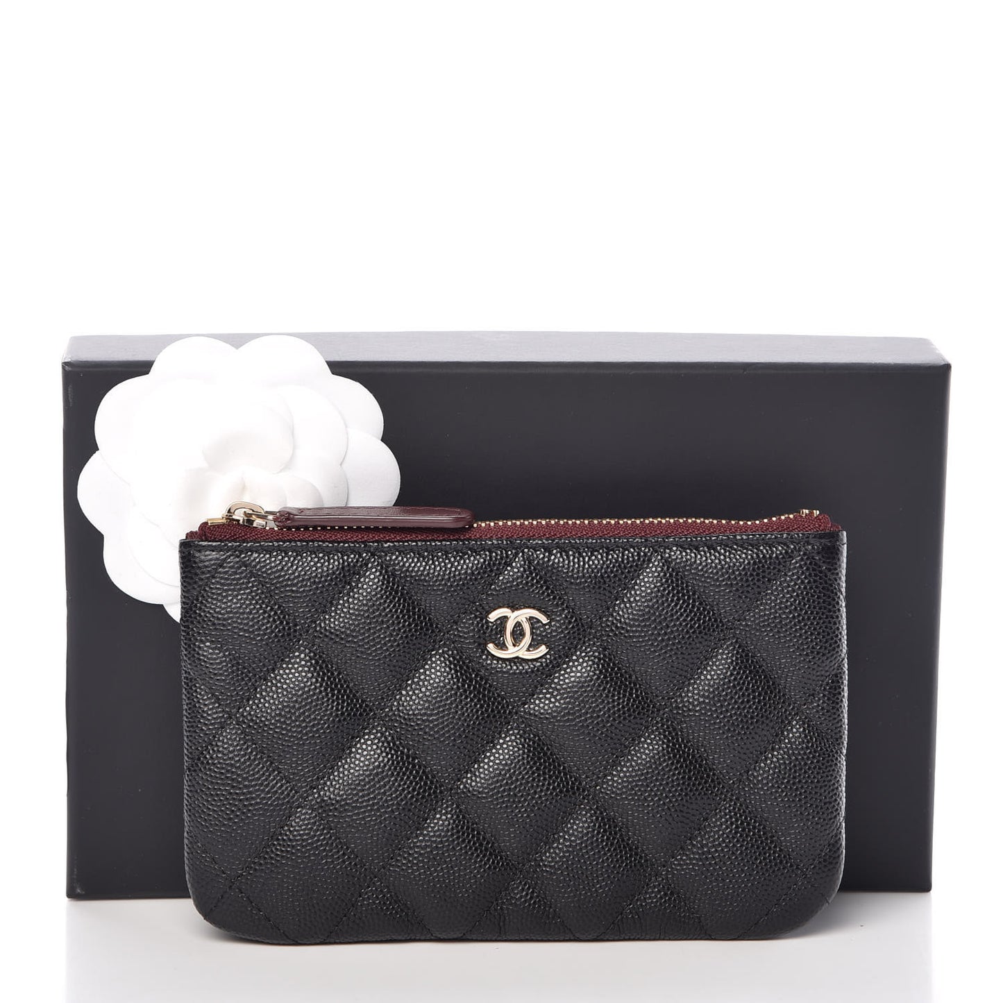 Caviar Quilted Small Cosmetic Case Black